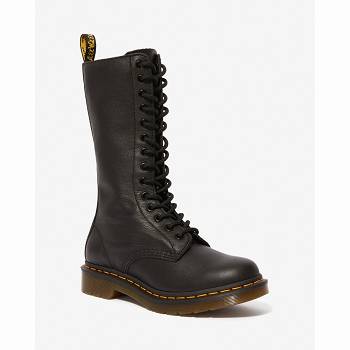 Dr Martens Női 1b99 Virginia Bőr Knee Magasszárú Bakancs Fekete